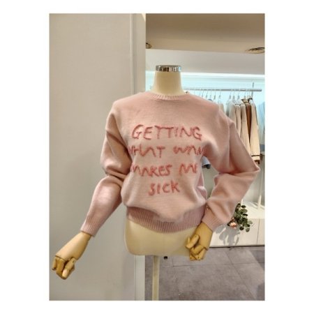 영어 레터링 라운드넥 니트