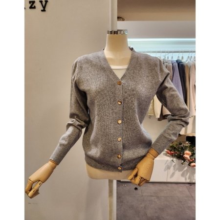 브이넥 무지 기본 가디건