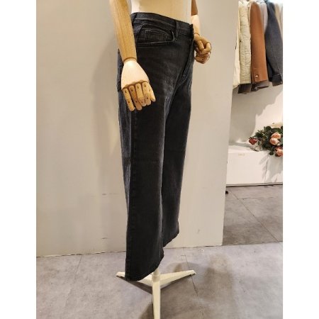 기모 흑청 세미 와이드 팬츠