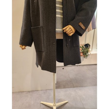 후드 탈부착 캐시미어 블랜디드 코트