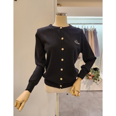 고양이 자수 라운드넥 가디건