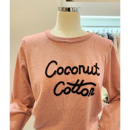 라운드넥 심플 레터링 니트