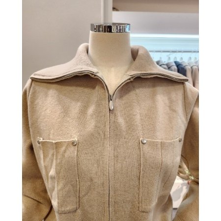 양포켓 집업 카라 가디건