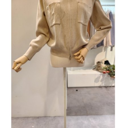 양포켓 집업 카라 가디건