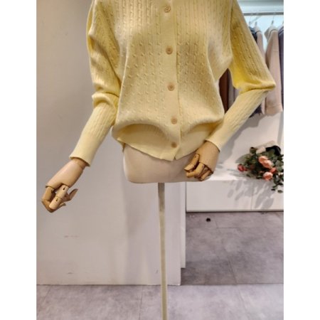 브이넥 케이블 기본 가디건