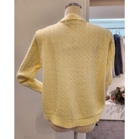 브이넥 케이블 기본 가디건