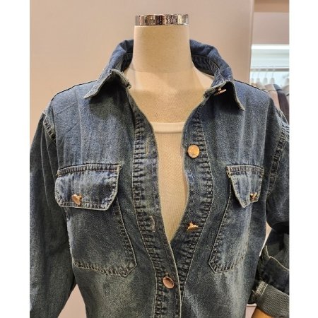 양포켓 워싱 데님 셔츠