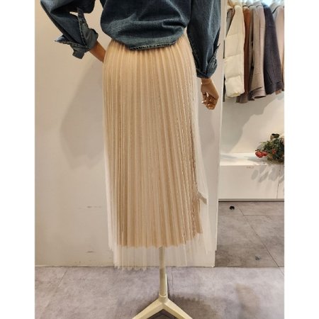 밴딩 플리츠 샤 스커트