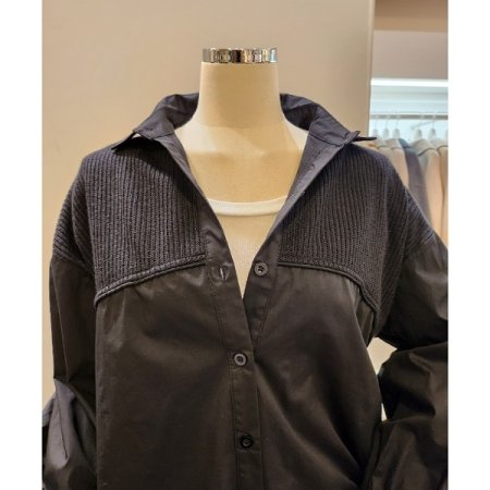 니트 배색 카라 셔츠