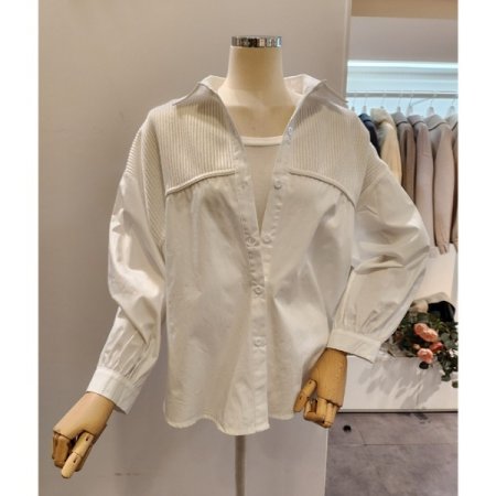 니트 배색 카라 셔츠