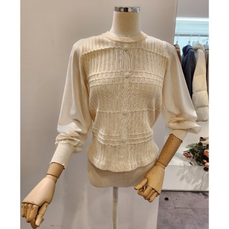 진주장식 시폰소매 니트