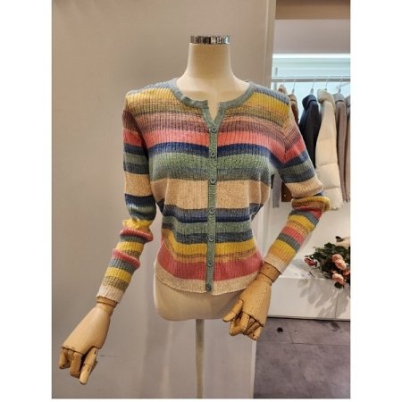 슬릿 컬러 골지 니트