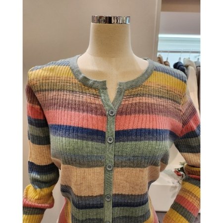 슬릿 컬러 골지 니트