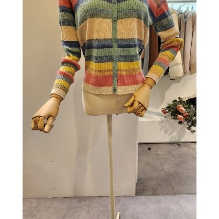 슬릿 컬러 골지 니트