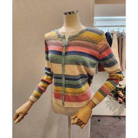 슬릿 컬러 골지 니트