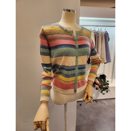 슬릿 컬러 골지 니트