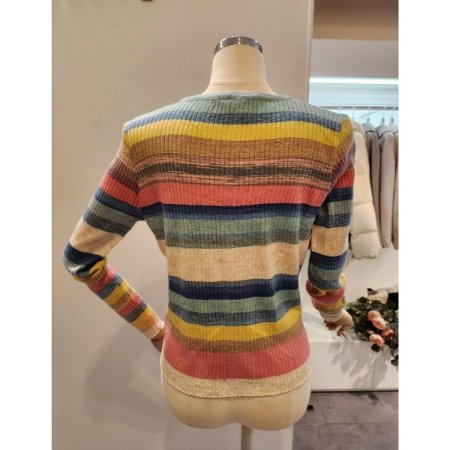 슬릿 컬러 골지 니트