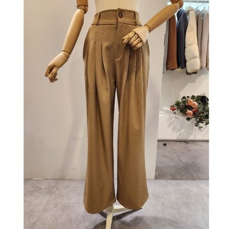 뒷밴딩 쓰리턱 와이드 팬츠