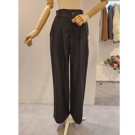 뒷밴딩 쓰리턱 와이드 팬츠