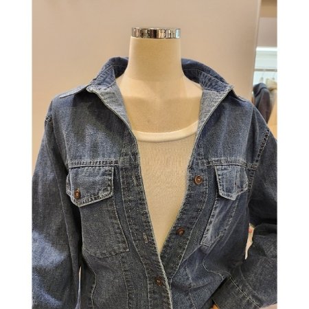 양포켓 하프 데님 셔츠