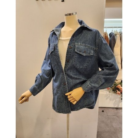 양포켓 하프 데님 셔츠