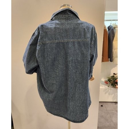 양포켓 하프 데님 셔츠
