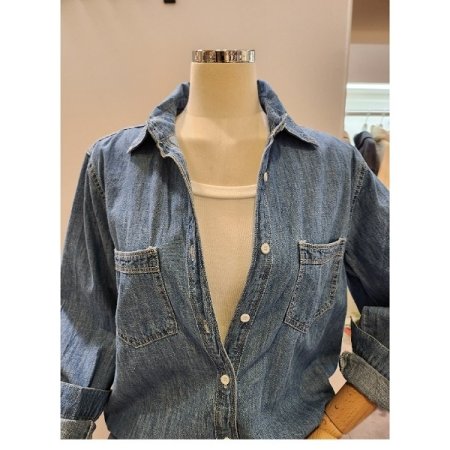 포켓 카라 연청 셔츠