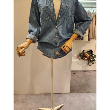 포켓 카라 연청 셔츠