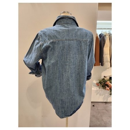 포켓 카라 연청 셔츠