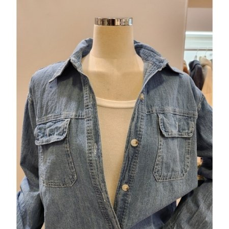 양포켓 연청 루즈핏 셔츠