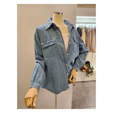 양포켓 연청 루즈핏 셔츠