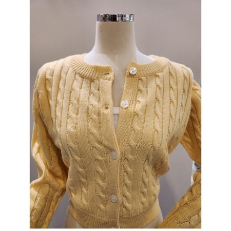 라운드넥 숏 케이블 가디건