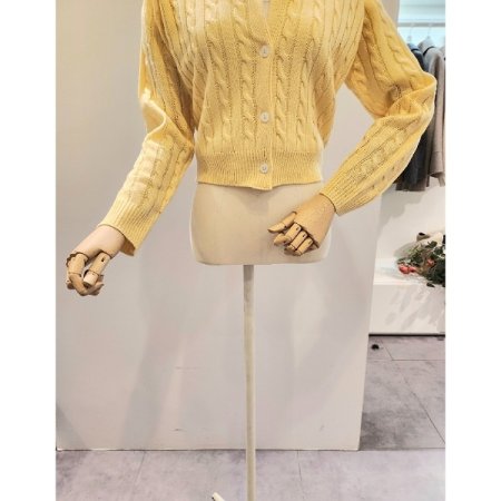 라운드넥 숏 케이블 가디건