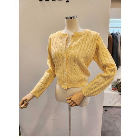 라운드넥 숏 케이블 가디건