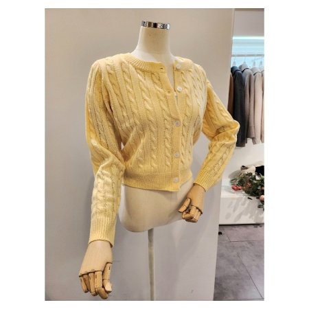 라운드넥 숏 케이블 가디건