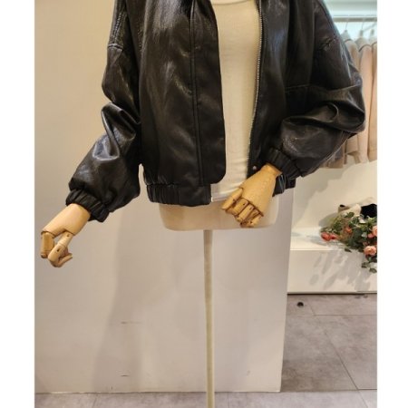 베이직 집업 레자 자켓