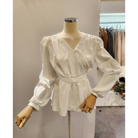 뒷 리본 에이라인 블라우스