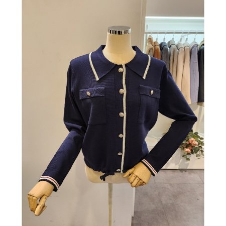 은장 스트링 카라 가디건