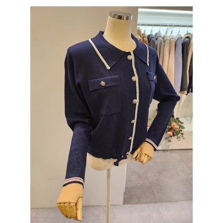 은장 스트링 카라 가디건