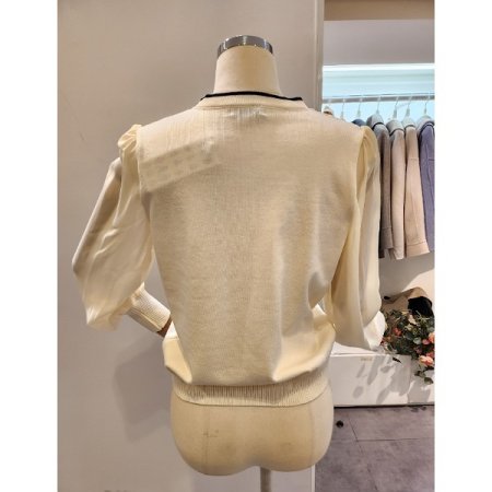 시폰 소매 진주장식 니트