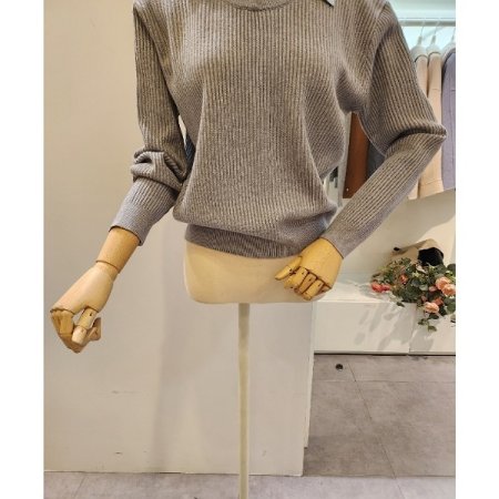 셔츠 배색 골지 니트