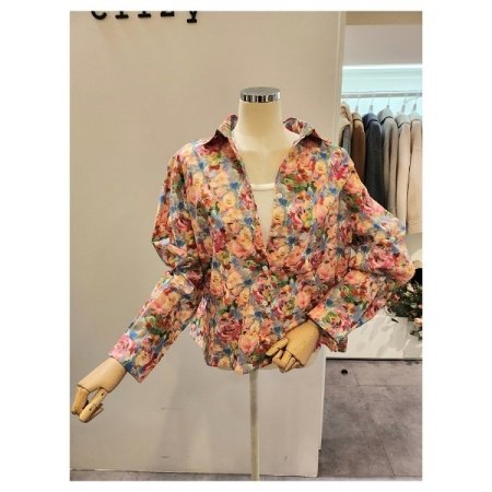 컬러풀 플라워 스트링 셔츠