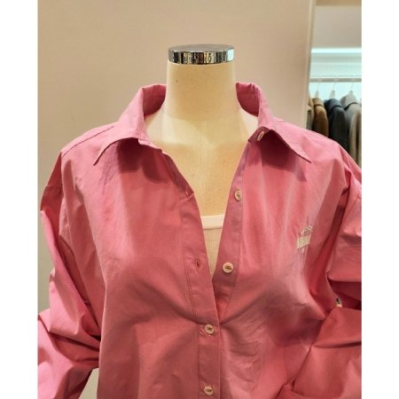 레터링 자수 카라 셔츠