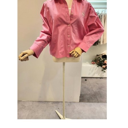 레터링 자수 카라 셔츠