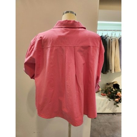 레터링 자수 카라 셔츠