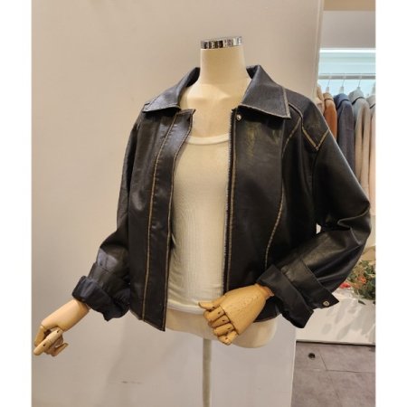 스탠카라 집업 레자 자켓