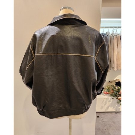 스탠카라 집업 레자 자켓