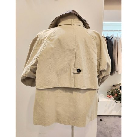 레더 배색 트렌치 자켓