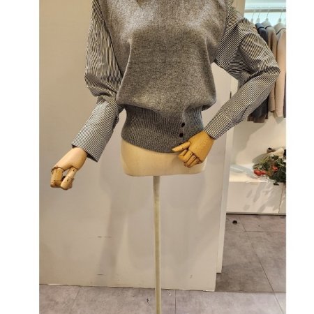 스트라이프셔츠 배색 니트