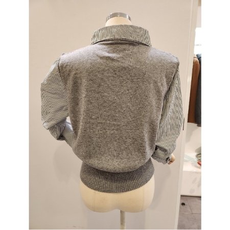 스트라이프셔츠 배색 니트